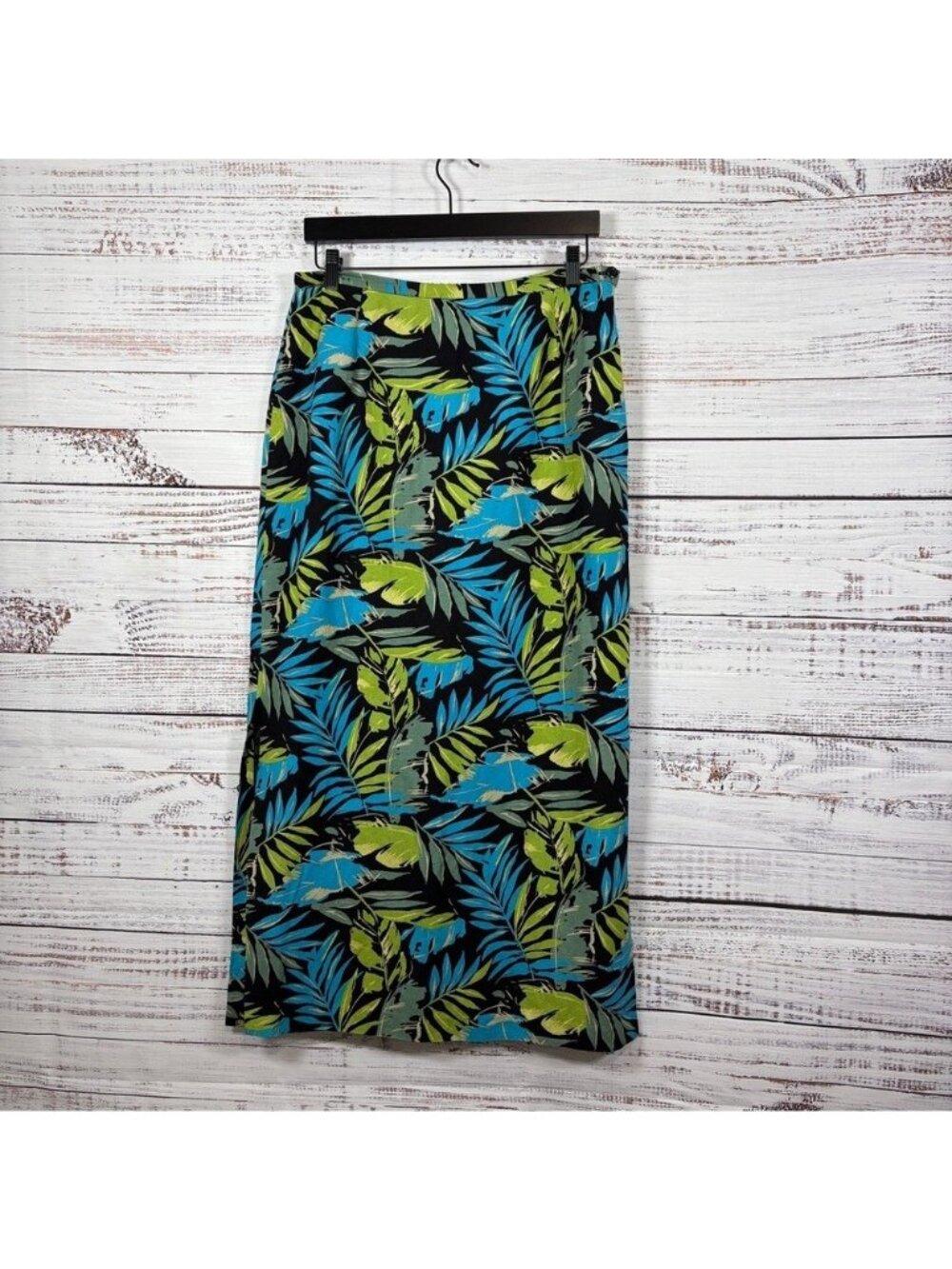 Nygard Black Floral Linen Blend Lined Midi Skirt